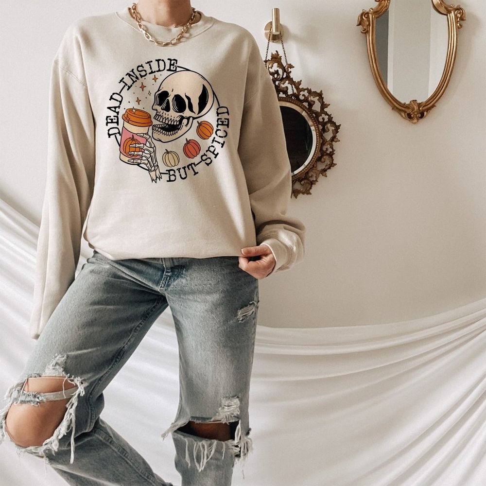 Dead Inside But Spiced Tan Sweatshirt
